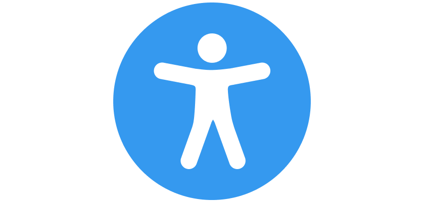 A blue circle with a white stick figure person in the middle.