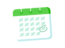 A calendar icon with one date circled.