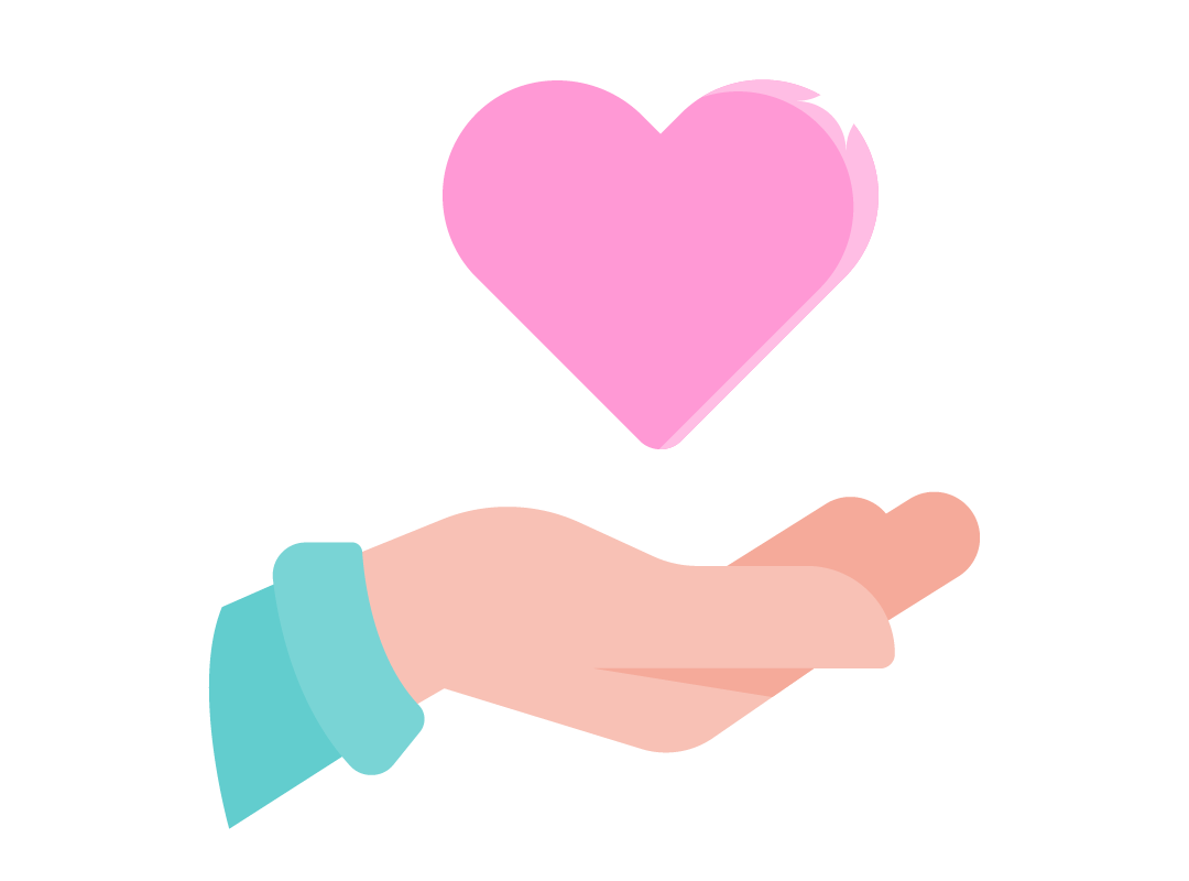 A hand giving an icon of a love heart.