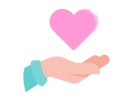 A hand holding a heart icon.