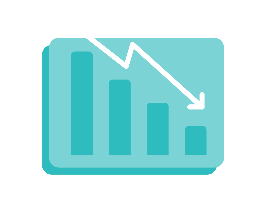 A graph showing a large downward facing arrow.